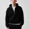 Vintagesoft oversized kort hettegenser med glidelås