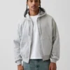 Vintagesoft oversized kort hettegenser med glidelås