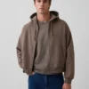 Vintagesoft oversized kort hettegenser med glidelås