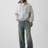 Vintagesoft oversized kort hettegenser med glidelås
