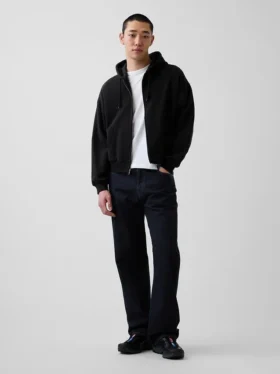 Vintagesoft oversized kort hettegenser med glidelås