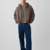 Vintagesoft oversized kort hettegenser med glidelås