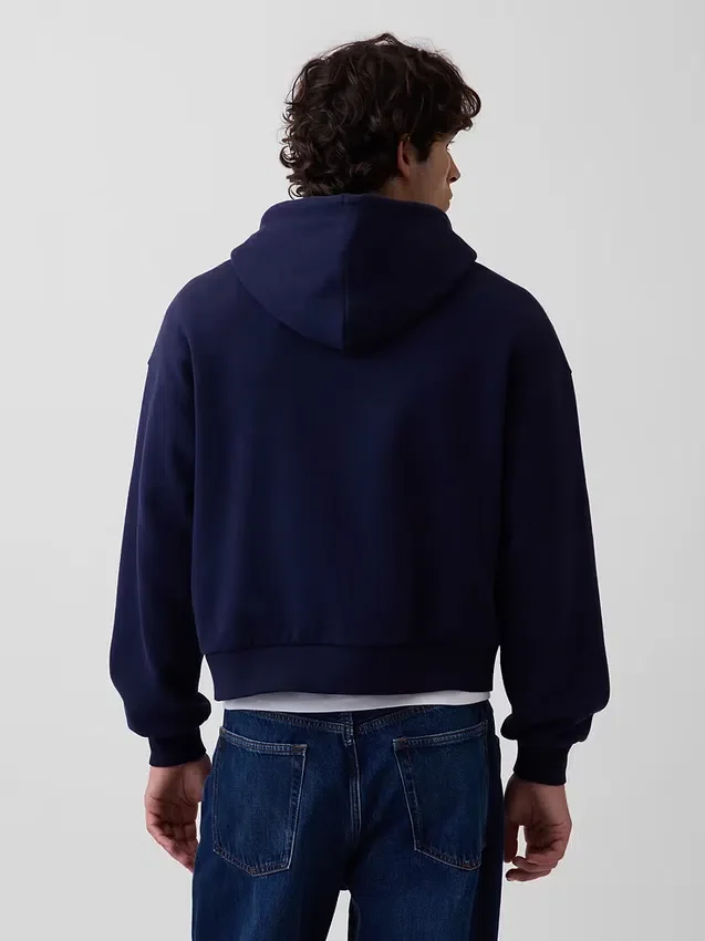 Vintagesoft oversized kort hettegenser med glidelås