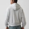 Vintagesoft oversized kort hettegenser med glidelås