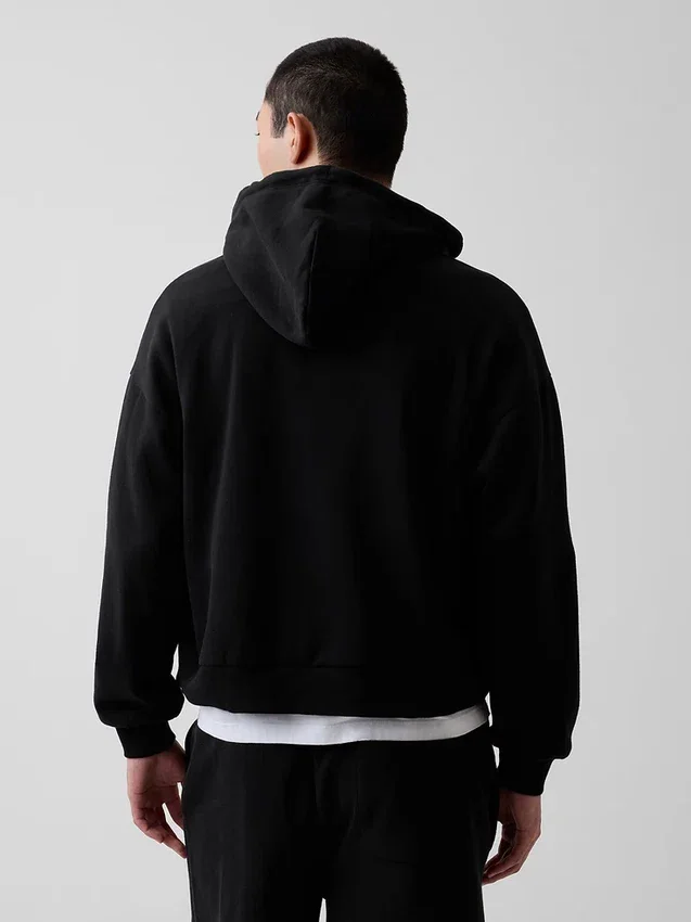 Vintagesoft oversized kort hettegenser med glidelås
