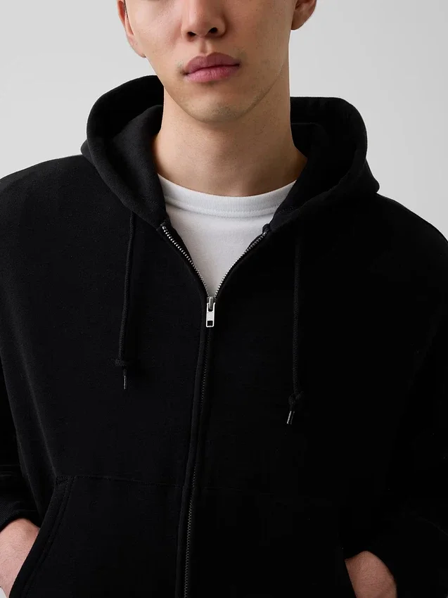 Vintagesoft oversized kort hettegenser med glidelås