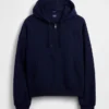 Vintagesoft oversized kort hettegenser med glidelås