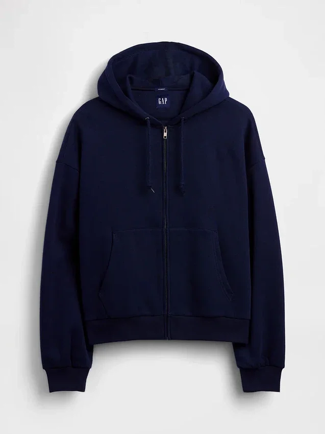 Vintagesoft oversized kort hettegenser med glidelås