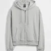 Vintagesoft oversized kort hettegenser med glidelås