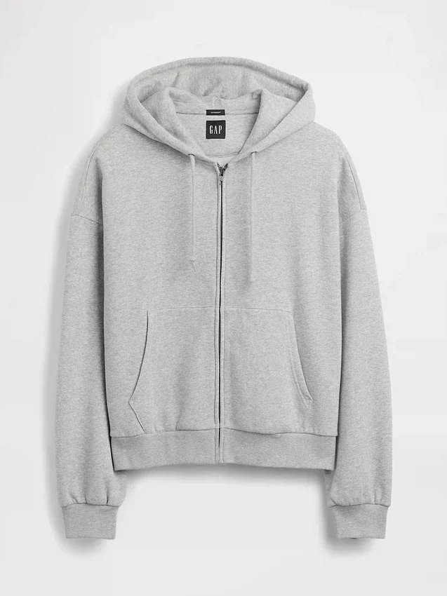 Vintagesoft oversized kort hettegenser med glidelås