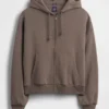 Vintagesoft oversized kort hettegenser med glidelås