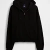 Vintagesoft oversized kort hettegenser med glidelås