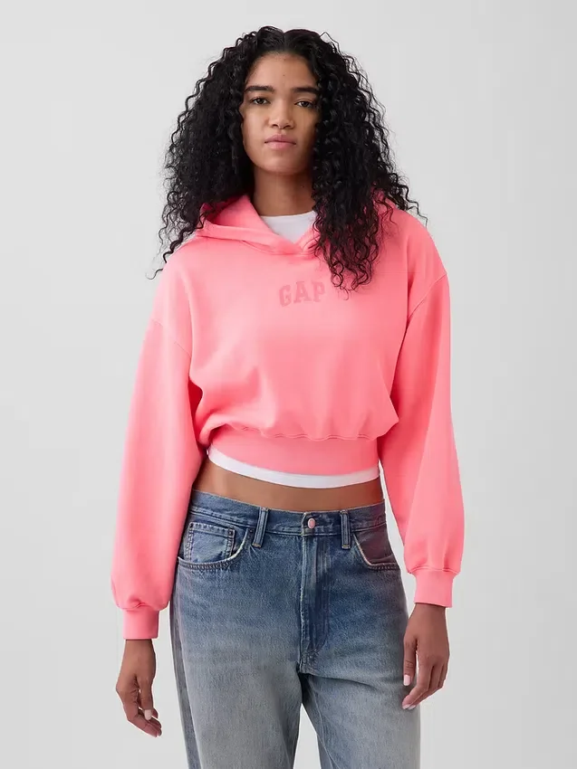 Vintagesoft oversized kort logo-hettegenser
