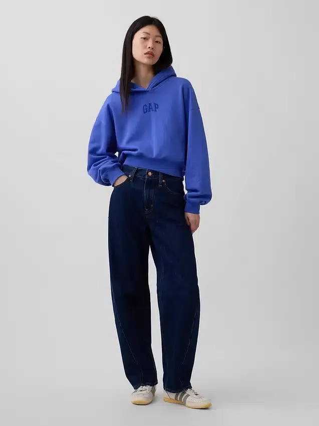 Vintagesoft oversized kort logo-hettegenser