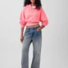 Vintagesoft oversized kort logo-hettegenser