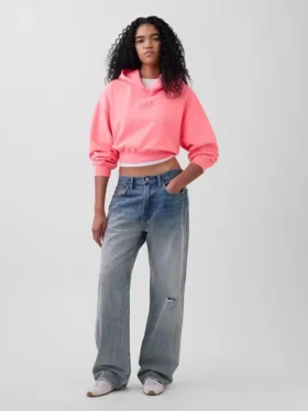 Vintagesoft oversized kort logo-hettegenser