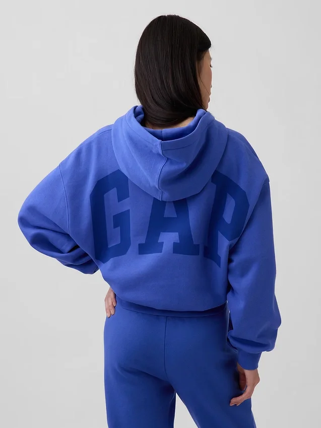 Vintagesoft oversized kort logo-hettegenser