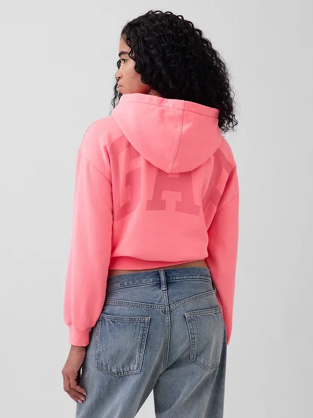 Vintagesoft oversized kort logo-hettegenser