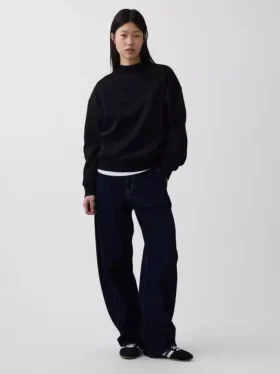 Vintagesoft oversized tunika-genser med høyhals