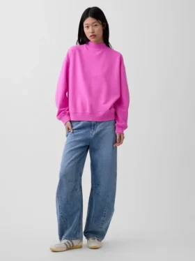Vintagesoft oversized tunika-genser med høyhals