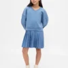Vintagesoft-plissert sweatshirtkjole for barn