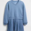 Vintagesoft-plissert sweatshirtkjole for barn