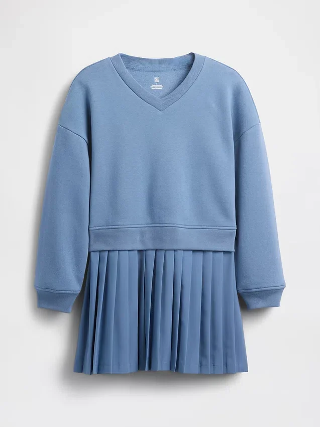 Vintagesoft-plissert sweatshirtkjole for barn