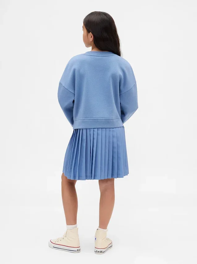 Vintagesoft-plissert sweatshirtkjole for barn