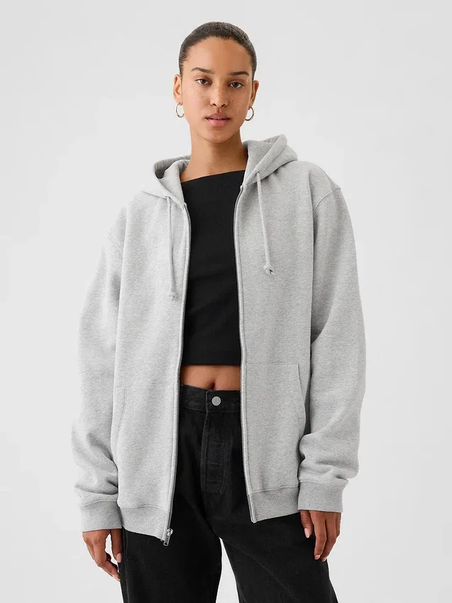 Vintagesoft Relaxed Zip-hettegenser for voksne