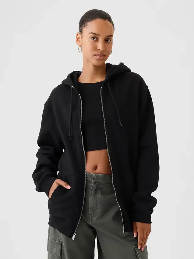 Vintagesoft Relaxed Zip-hettegenser for voksne