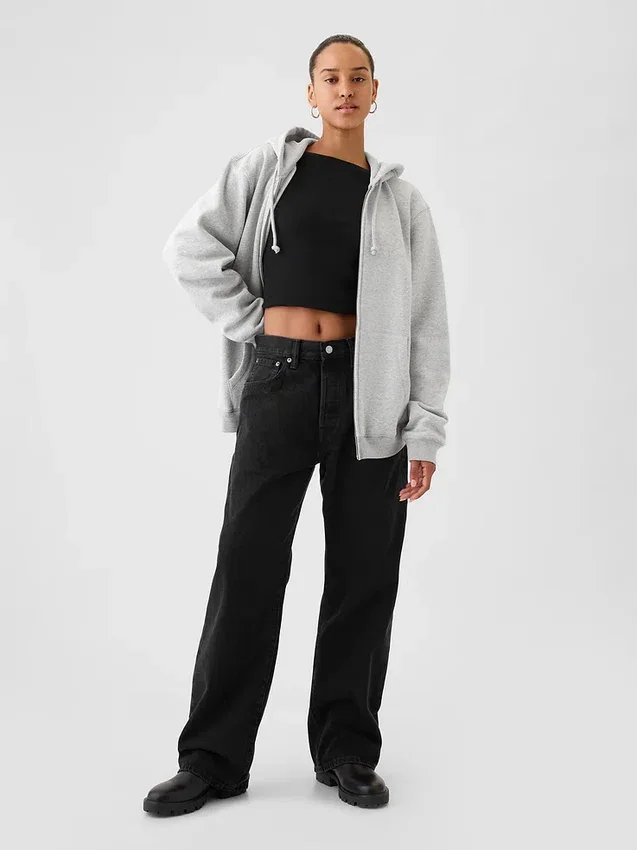 Vintagesoft Relaxed Zip-hettegenser for voksne