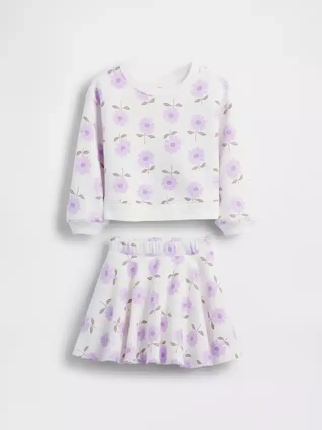 Vintagesoft-skortsett med blomstermønster for Baby og Småbarn