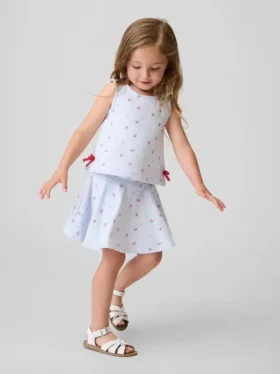 Vintagesoft-skortsett med sløyfe for Baby og Småbarn