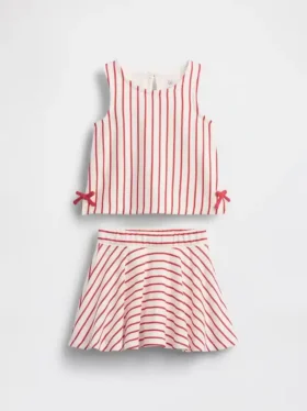 Vintagesoft-skortsett med sløyfe for Baby og Småbarn