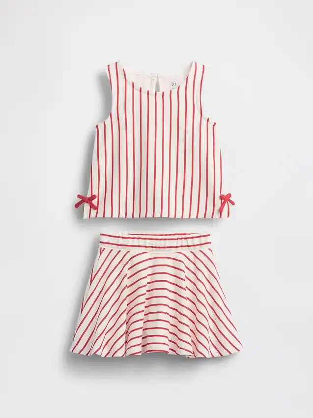 Vintagesoft-skortsett med sløyfe for Baby og Småbarn