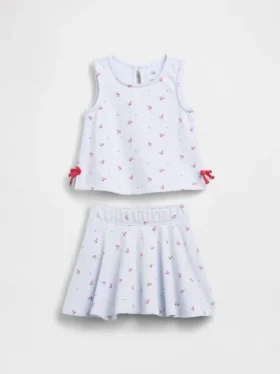Vintagesoft-skortsett med sløyfe for Baby og Småbarn