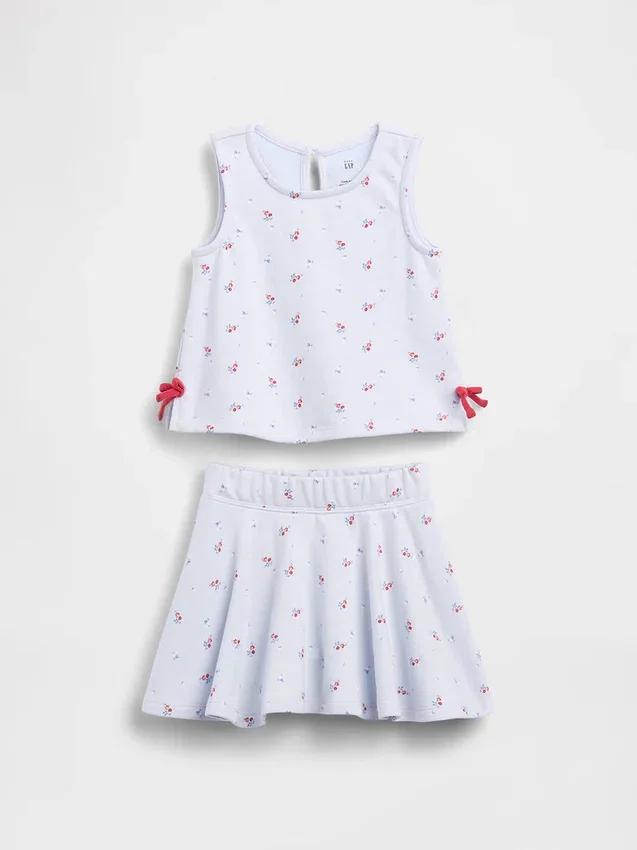 Vintagesoft-skortsett med sløyfe for Baby og Småbarn