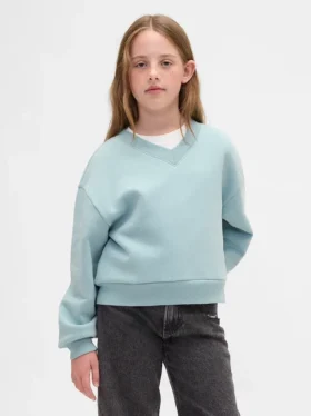 Vintagesoft-sweatshirt med avslappet passform og V-hals for barn