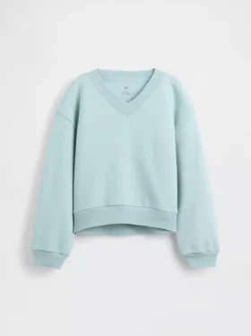 Vintagesoft-sweatshirt med avslappet passform og V-hals for barn