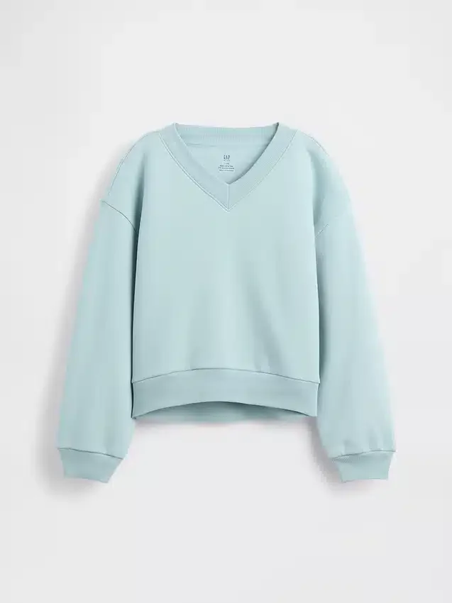 Vintagesoft-sweatshirt med avslappet passform og V-hals for barn