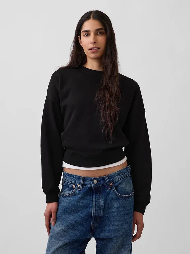 Vintagesoft Sweatshirt med kileformet snitt og rund hals