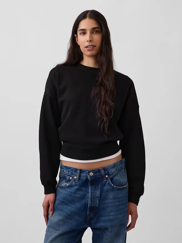 Vintagesoft Sweatshirt med kileformet snitt og rund hals