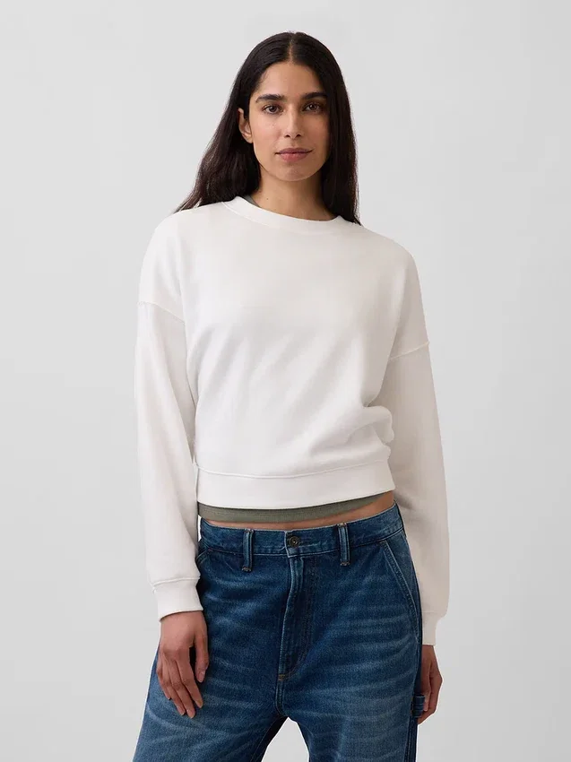 Vintagesoft Sweatshirt med kileformet snitt og rund hals