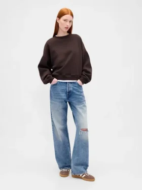 Vintagesoft Sweatshirt med kileformet snitt og rund hals