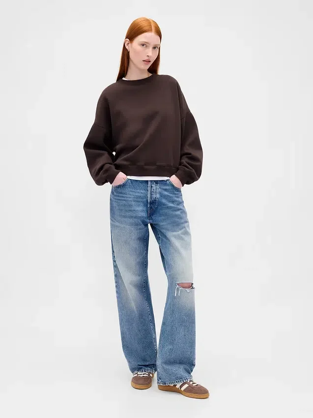 Vintagesoft Sweatshirt med kileformet snitt og rund hals