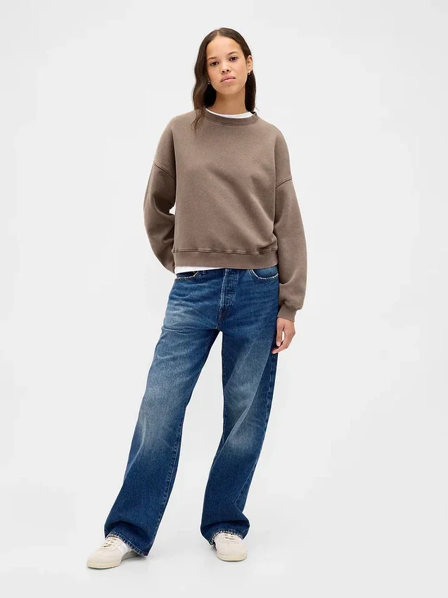 Vintagesoft Sweatshirt med kileformet snitt og rund hals