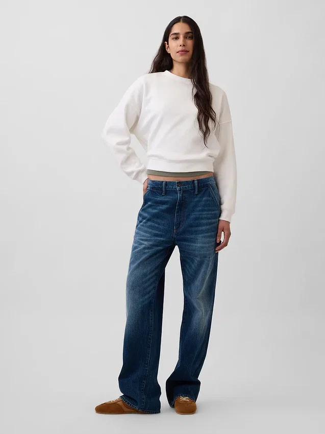 Vintagesoft Sweatshirt med kileformet snitt og rund hals