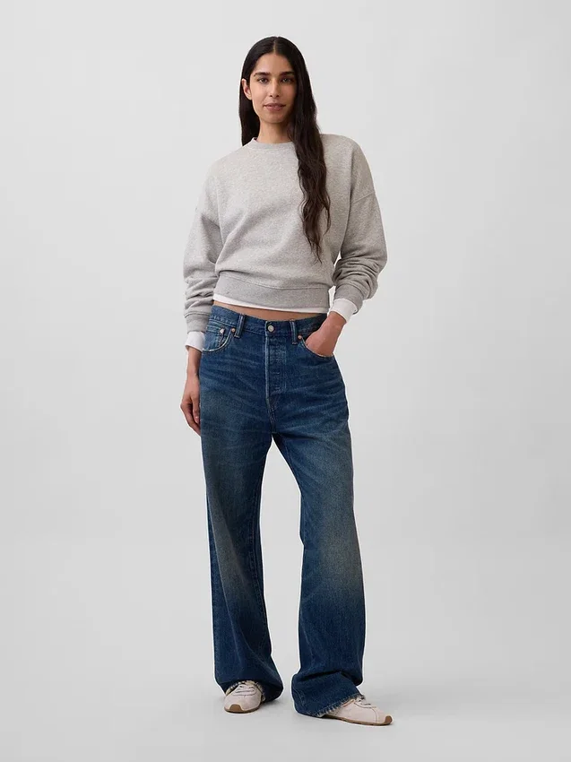 Vintagesoft Sweatshirt med kileformet snitt og rund hals