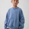 Vintagesoft-sweatshirt med rund hals og lomme for barn