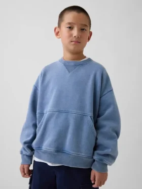 Vintagesoft-sweatshirt med rund hals og lomme for barn